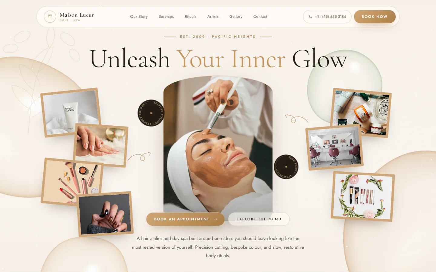 Hair atelier and day spa, home page