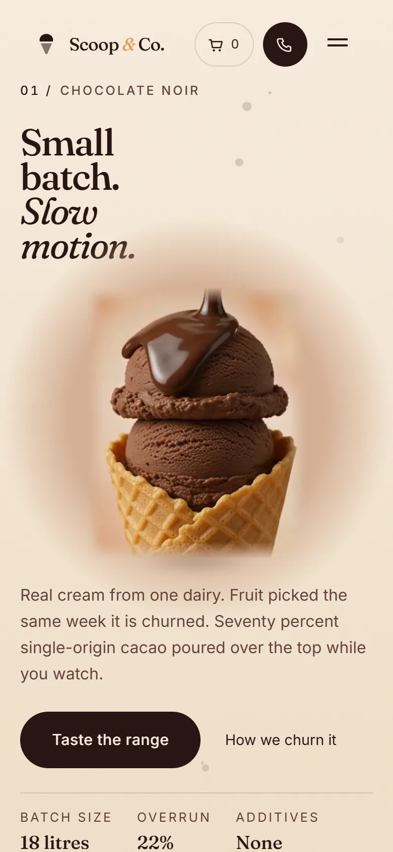 Premium ice cream brand on a phone